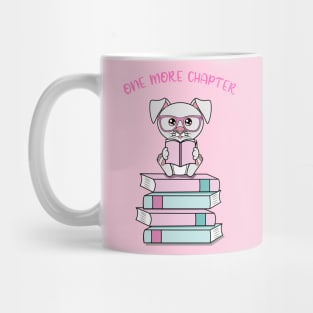 One more chapter, cute dog reading Mug